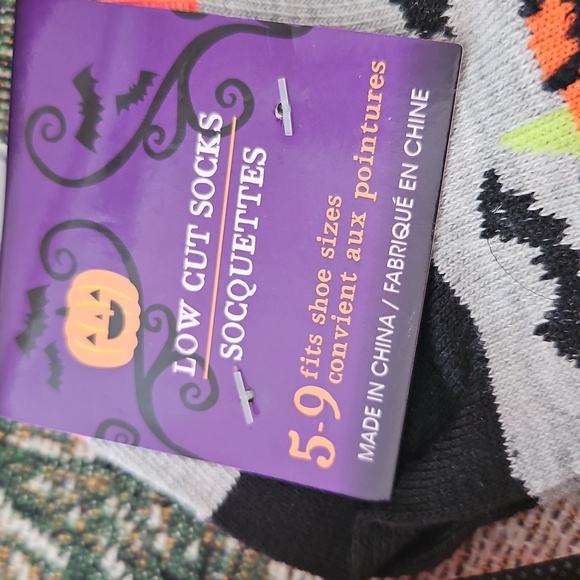Halloween SOCKS With Cat & Pumpkin Grey New - Picture 2 of 3
